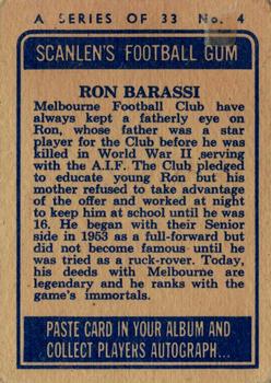 1964 Scanlens VFL #4 Ron Barassi Back